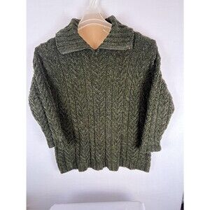 Green Hand Knit Sweater Women’s 1X Chunky Heavy Cable knit Jones New York Sport